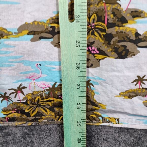 Hurley Hawaiian Shirt Men Medium Blue Scenic Palm Tree Flamingo Tailored Fit - Picture 6 of 9